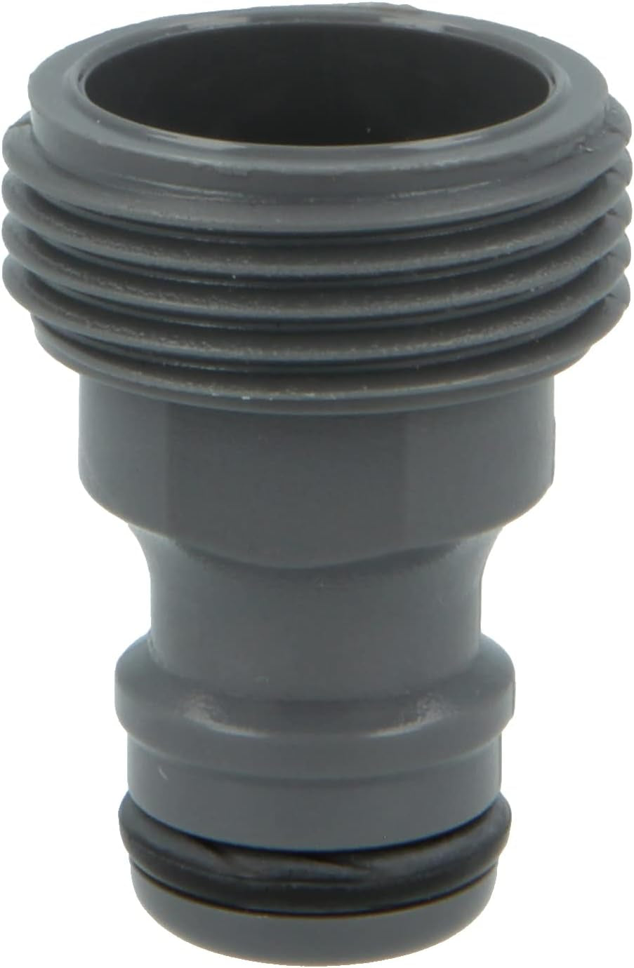 Amig - Männlicher Adapter für 3/4 Zoll Wasserhahnanschluss | Schneller und einfacher Anschluss für Wasserleitungen | Gewindeanschluss | ABS-Kunststoff und Gummi | Grau