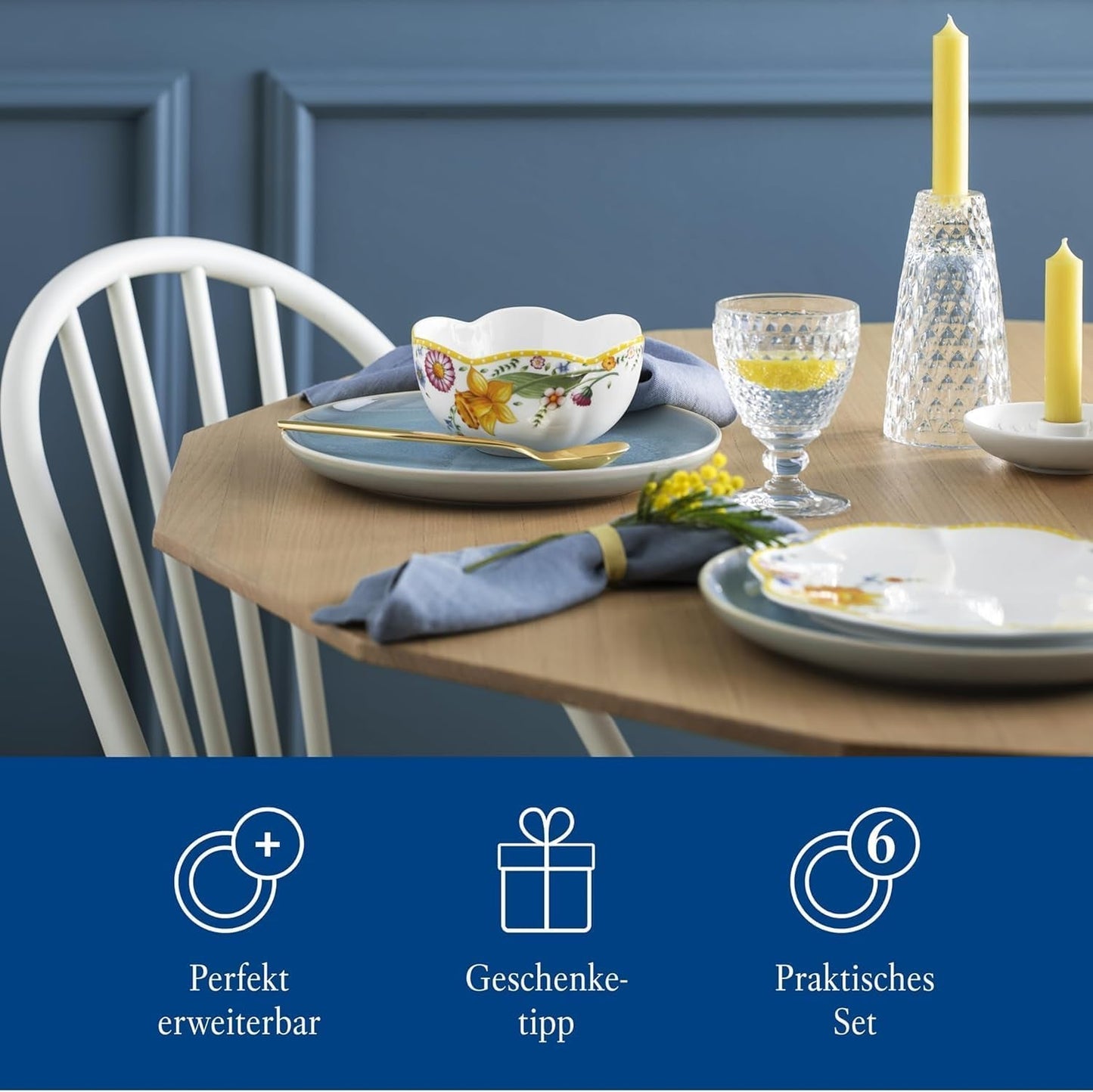 Villeroy & Boch - Frühlingserwachen Frühstücksset für 2, 6-teilig, Ostergeschirr-Set, Frühstück, Ostern, Kaffeeservice, Frühlingsgeschirr, Porzellan