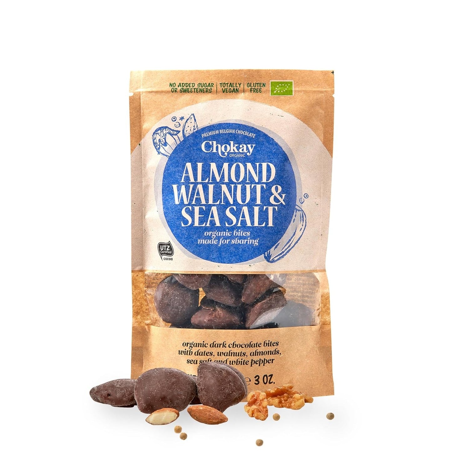 Bio-Häppchen – Zimtmandeln und dunkle belgische Schokoladenmandeln / Ohne Zuckerzusatz, ohne Süßstoffe / Vegan und Fair Trade / 1 x 85 g