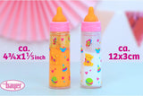 Bayer Design 79201AE Magic Bottle, Milchflasche, Trinkflasche, Puppenzubehör, weiß und orange