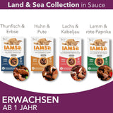 IAMS Delights Land & Sea Collection Nassfutter für Katzen – Fleisch- und Fischsortiment, Multipack in Soße, Nassfutter für Katzen ab 1 Jahr, 12 x 85 g
