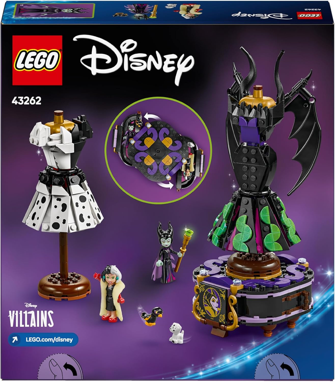LEGO® Disney Villains The Dresses Of Maleficent And Cruella De Vil – Spielzeug für Jungen und Mädchen ab 9 Jahren – Inkl. 2 Minipuppen und 2 Tierfiguren – Geburtstagsgeschenk für Fans 43262 Bausets Besuchen Sie den LEGO-Store