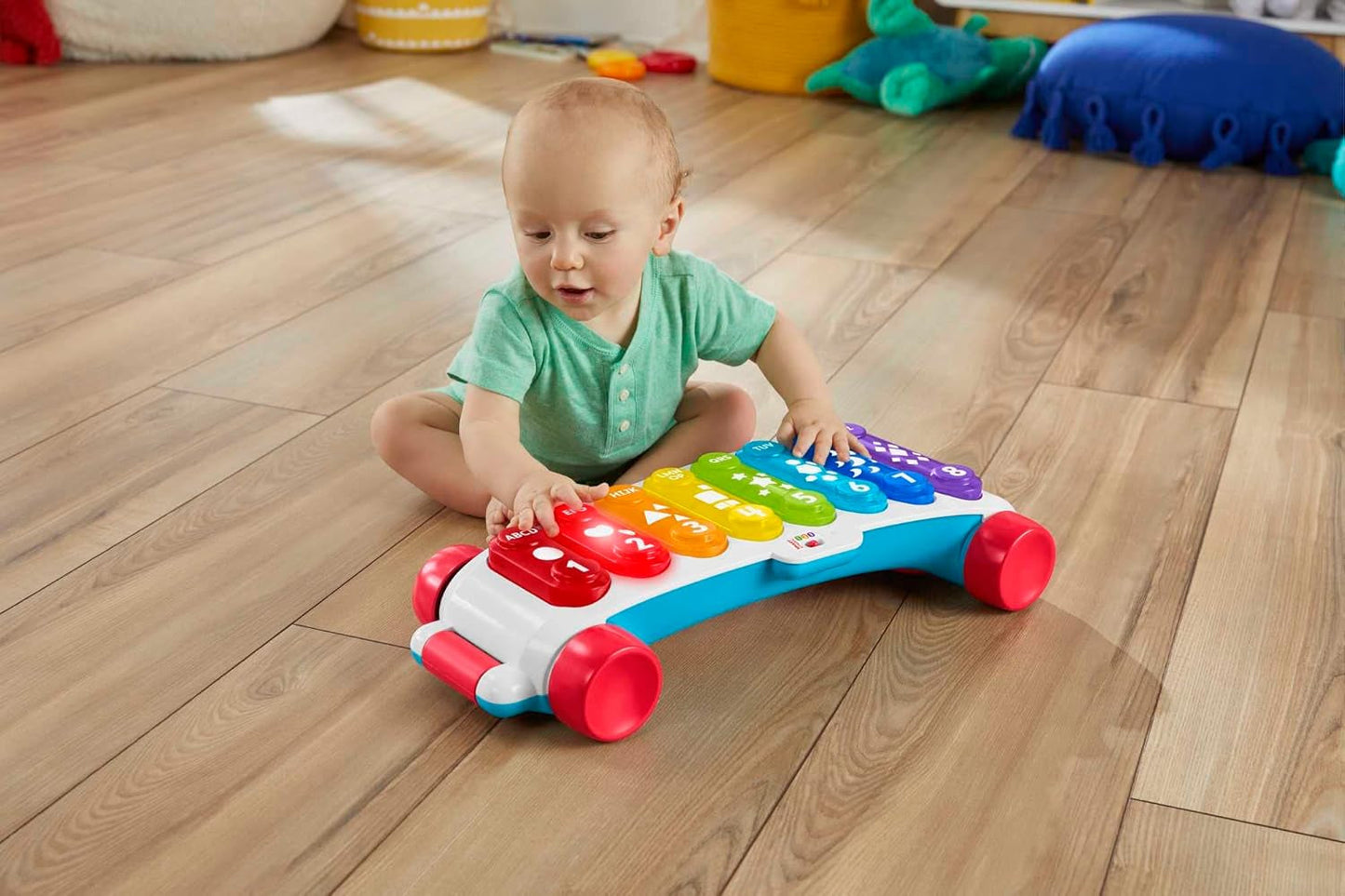 Fisher-Price Leuchtendes Riesen-Xylophon – elektronisches Musikinstrument zum Nachziehen von Liedern mit Lerninhalt, für Kinder, Kleinkinder ab 9 Monaten, mehrfarbig, Version: Französisch, HJK40 Jucarii Bebe Naty Shop