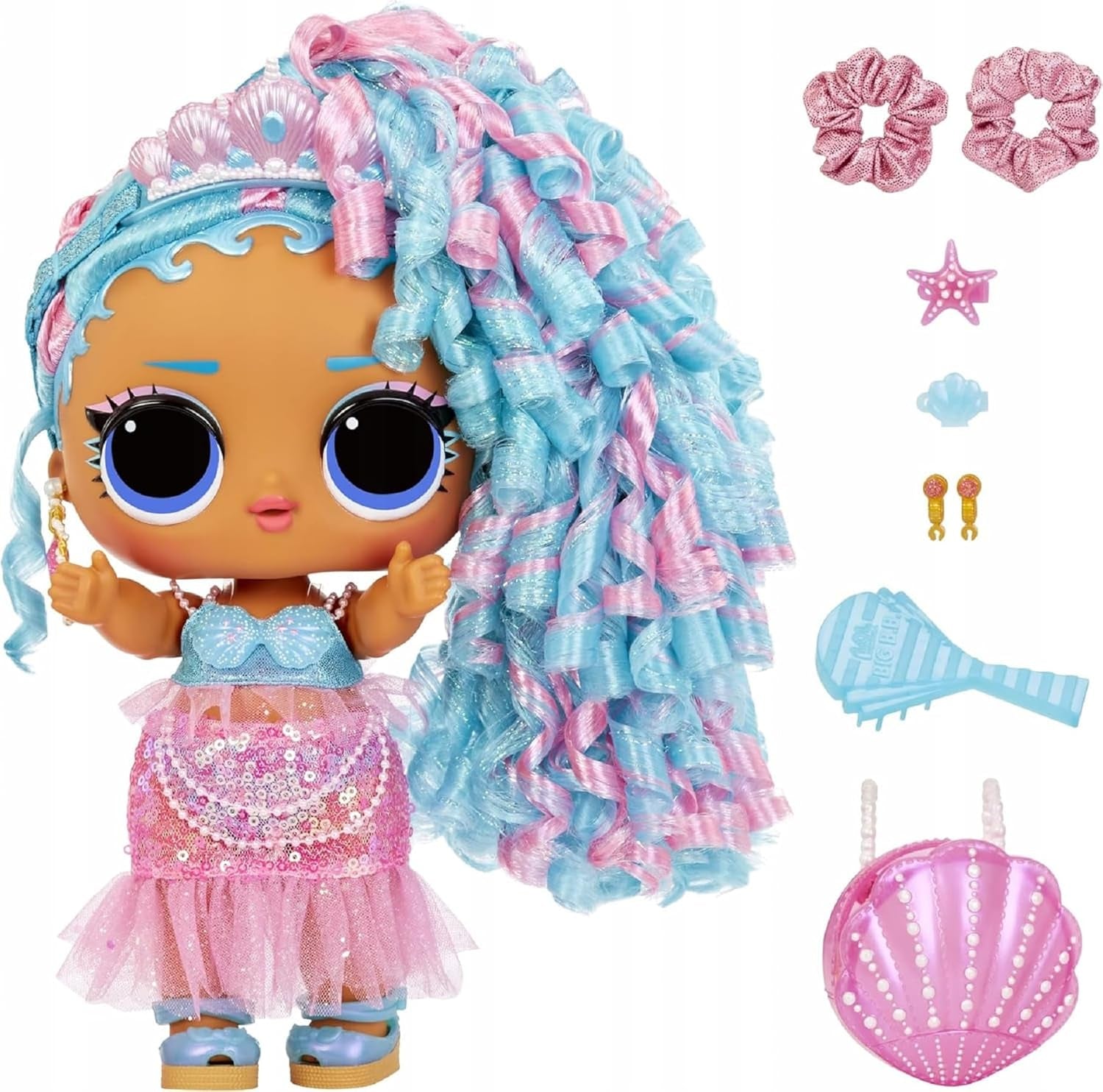 LOL. Überraschung! Big Baby Hair Hair Hair – SPLASH QUEEN – 27,94 cm große Puppe mit 14 Überraschungen, Accessoires zum Teilen und echten Haaren – Für Kinder und Sammler ab 4 Jahren