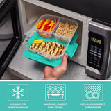 Nest IT-System-Vorratsbehälter für Lebensmittel, Meal-Prep-Boxen | 1,9 Liter luftdichte Aufbewahrungsbehälter mit DREI Fächern und Deckeln | BPA-frei | Grün | 5 Stück Naty Shop Lebensmittel-Aufbewahrungsboxen