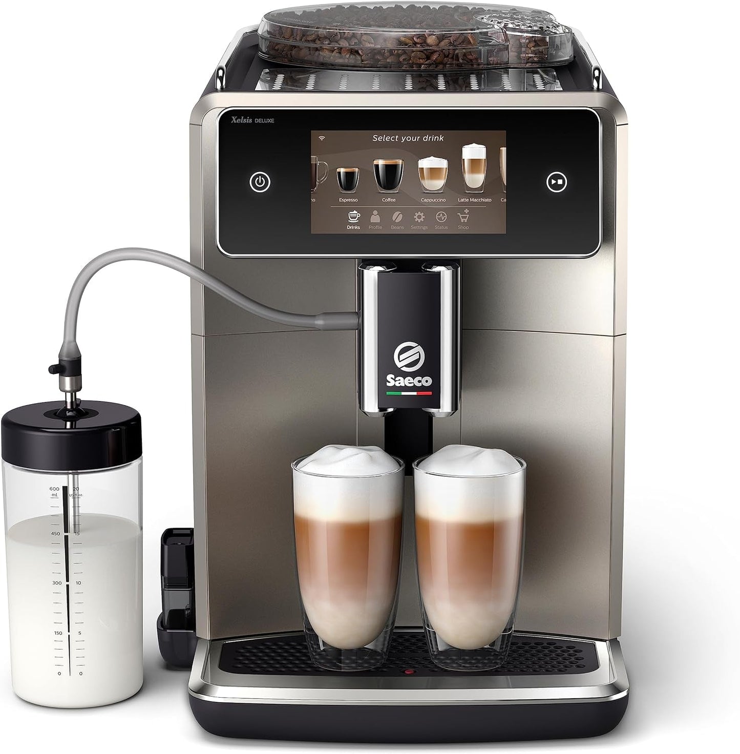 Saeco GranAroma Automatischer Espressokocher – 14 Kaffeespezialitäten, intuitives Farbdisplay, 4 Benutzerprofile, Keramikmahlwerk, 1500 Watt (SM6580/10)