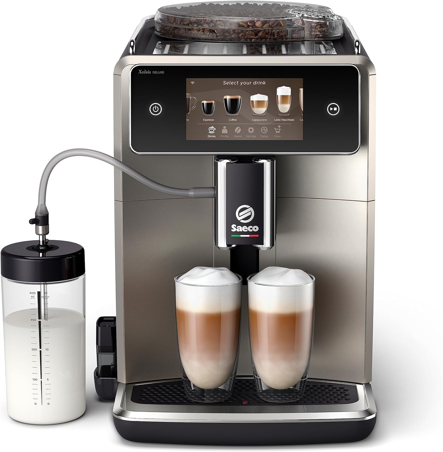 Saeco GranAroma Automatischer Espressokocher – 14 Kaffeespezialitäten, intuitives Farbdisplay, 4 Benutzerprofile, Keramikmahlwerk, 1500 Watt (SM6580/10)