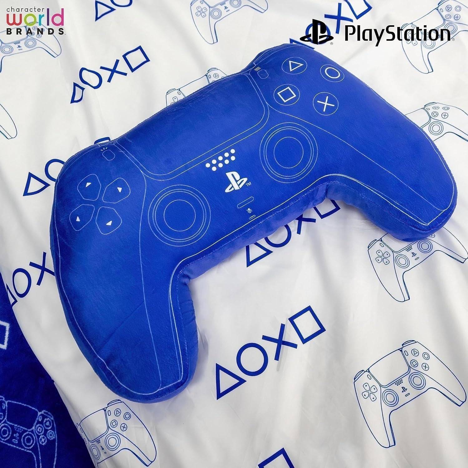 Character World: Offizielle Lizenz in Form einer Playstation-Steuerung, Design des Handbuchs, zusätzliches Zubehör | Die blauen Standardkissen von Naty Shop eignen sich perfekt als Schlafzimmer- oder Spieldekoration