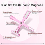 SUPWEE 5-in-1-Nagelmagnet-Werkzeug, rosa Katzenaugen-Magnet für Nägel, Multifunktions-Magnetstift, DIY Magic 3D-Magnetstift-Set, Nagelkunst-Magnetstift für Nagelkunst, Diy-Zubehör
