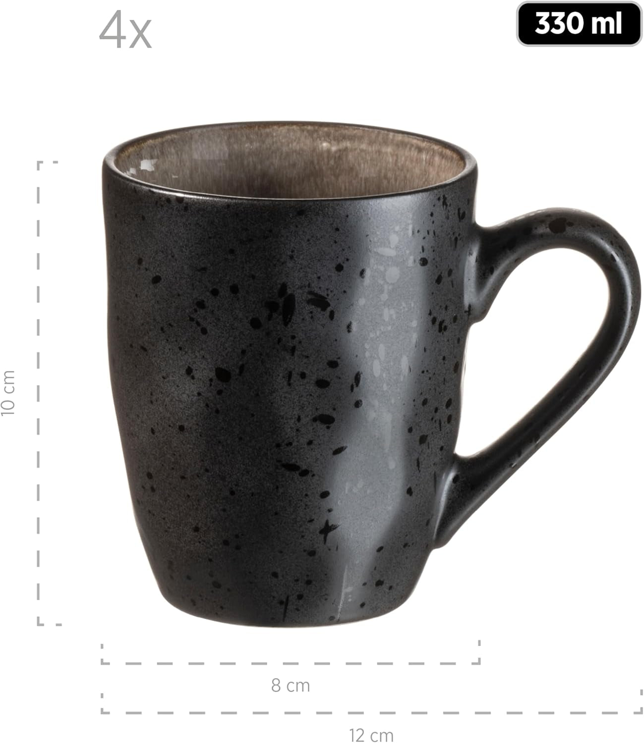 MÄSER 934073 Serie Niara Organic Modernes 4-Personen-Geschirrset im aufregenden Vintage-Look, 16-teiliges Kombiservice mit spezieller schwarzer und brauner Glasurkombination, Steingut