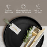 Steingut-Teller-Set für 6 – Mattschwarz. 6-teiliges Set, große, mikrowellengeeignete Teller, elegantes Design – Twinzee Ebony-Kollektion