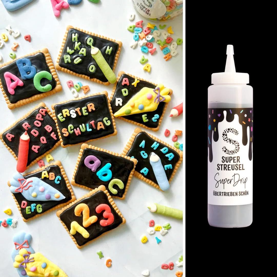 Super Drip Black Cake Glaze Cake Melts Schokolade 300 Gramm Glasuren und Dekor Naty Shop