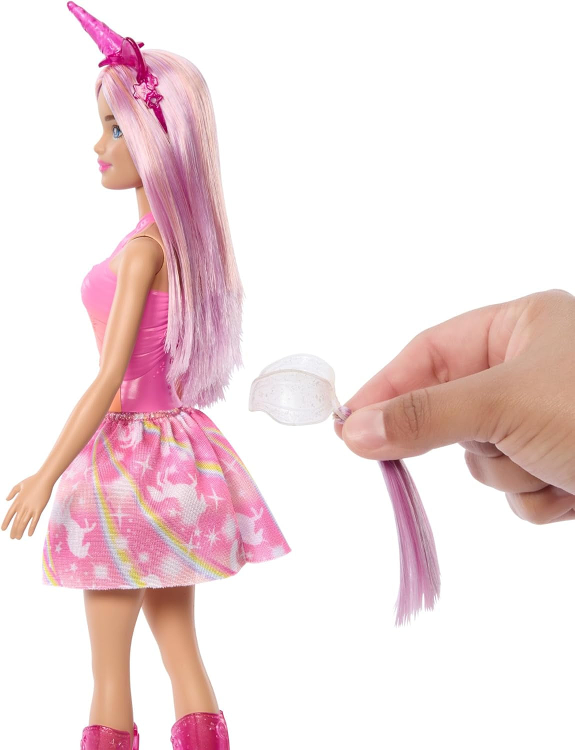 Barbie-Einhornpuppen mit bunten Fantasiehaaren, Farbverlaufsoutfits und Fantasieaccessoires rund um das Thema Einhorn, HRR13 Naty Shop Dolls