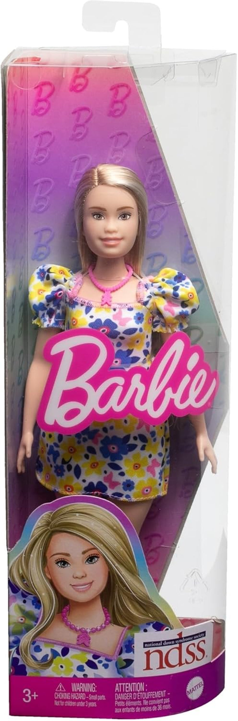 Barbie Fashionistas – entwickelt mit der National Down Syndrome Society, blondes Haar und trendiges Outfit mit Blumenkleid und weißen Turnschuhen, für Kinder ab 3 Jahren, HJT05 Naty Shop Dolls