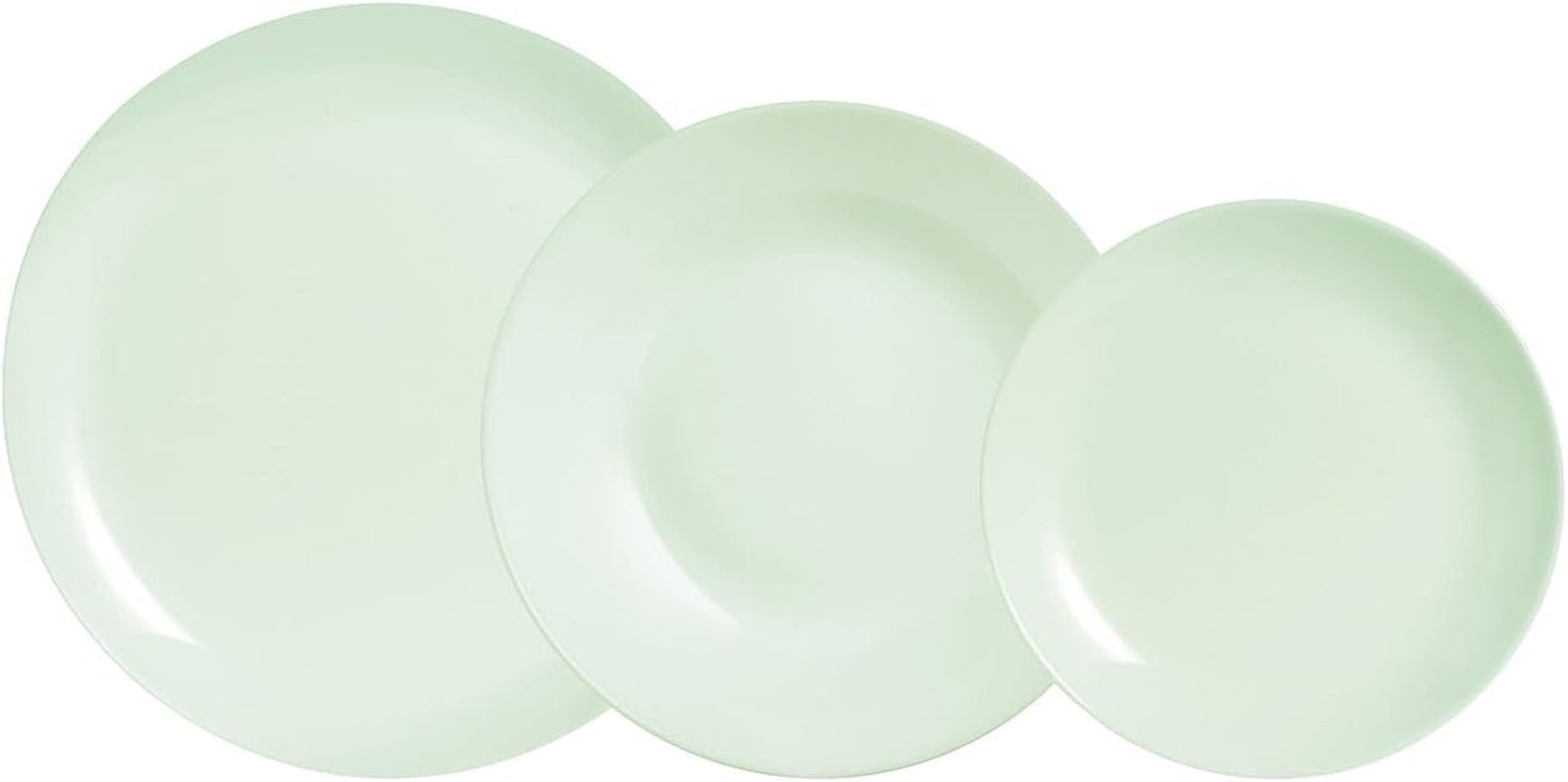 Tafelservice aus Opalglas, grün, 12-teilig, für 4 Personen