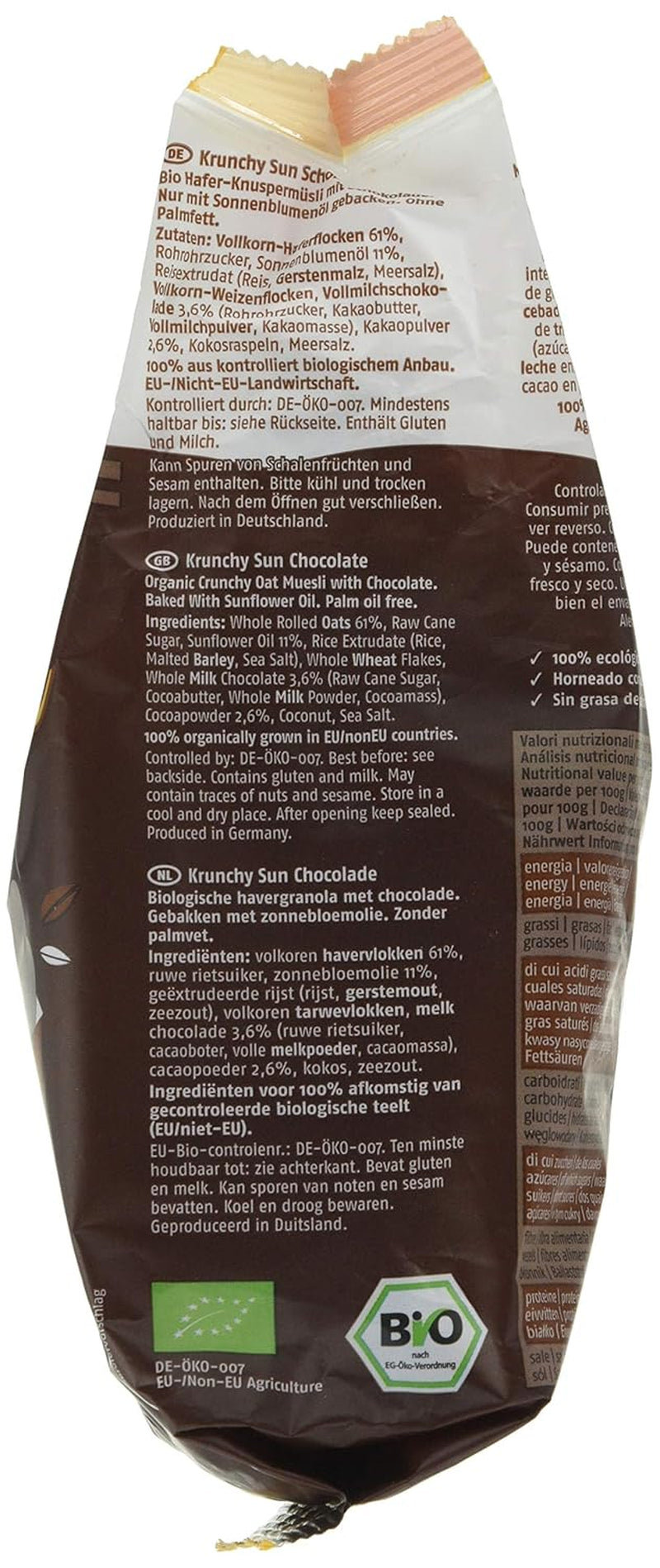 Barnhouse Krunchy Sun | Müsli mit Schokolade | Ökologisch | Vegetarisch, 375 Gramm