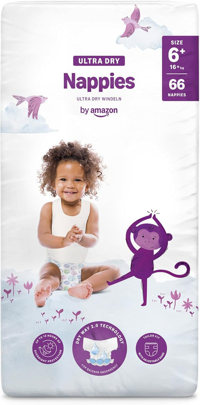 Amazon Ultra Dry Windeln, Größe 3 (4–9 kg) – Monatsbox, Weiß, 172 Stück (2 Packungen à 86 Stück) (ehemals Mama Bear, identisches Produkt)