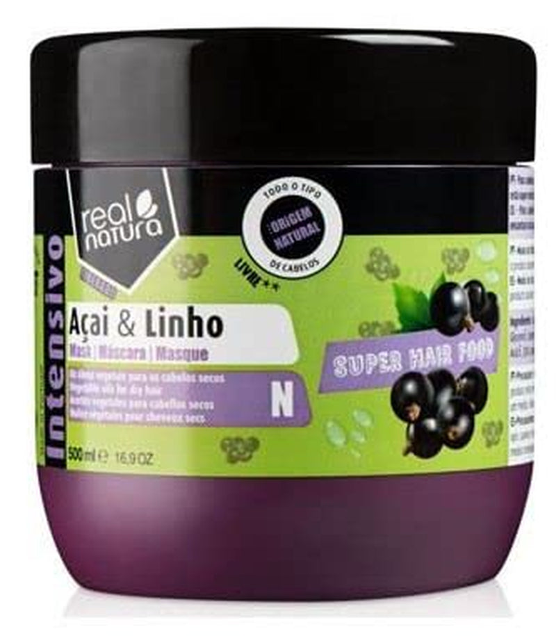 - Super Hair Food Mask Açaí und Leinsamen 500 ml - Unisex - Intensive Pflege für kräftiges und gesundes Haar Naty Shop Haarmaske Standardtitel