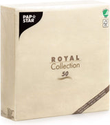 Papstar Servietten, Champagne Royal Collection 1/4-fach gefaltete Seidenservietten, Größe 40 x 40 cm, 1 x 50er-Pack, Champagner/Creme
