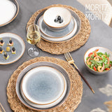 Moritz & Moritz TARENTO 24-teiliges Tafelservice für 6 Personen, Grau – Elegantes Tellerset aus hochwertigem Steingut – Das Tafelservice besteht aus 6 Speisetellern, 6 Desserttellern, 6 Speisetellern und 6 Tassen