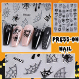 5 Stück Halloween 3D-Nagelaufkleber, 5D stereoskopische Nagelaufkleber, Nageldekorationen, Nageldesign-Zubehör