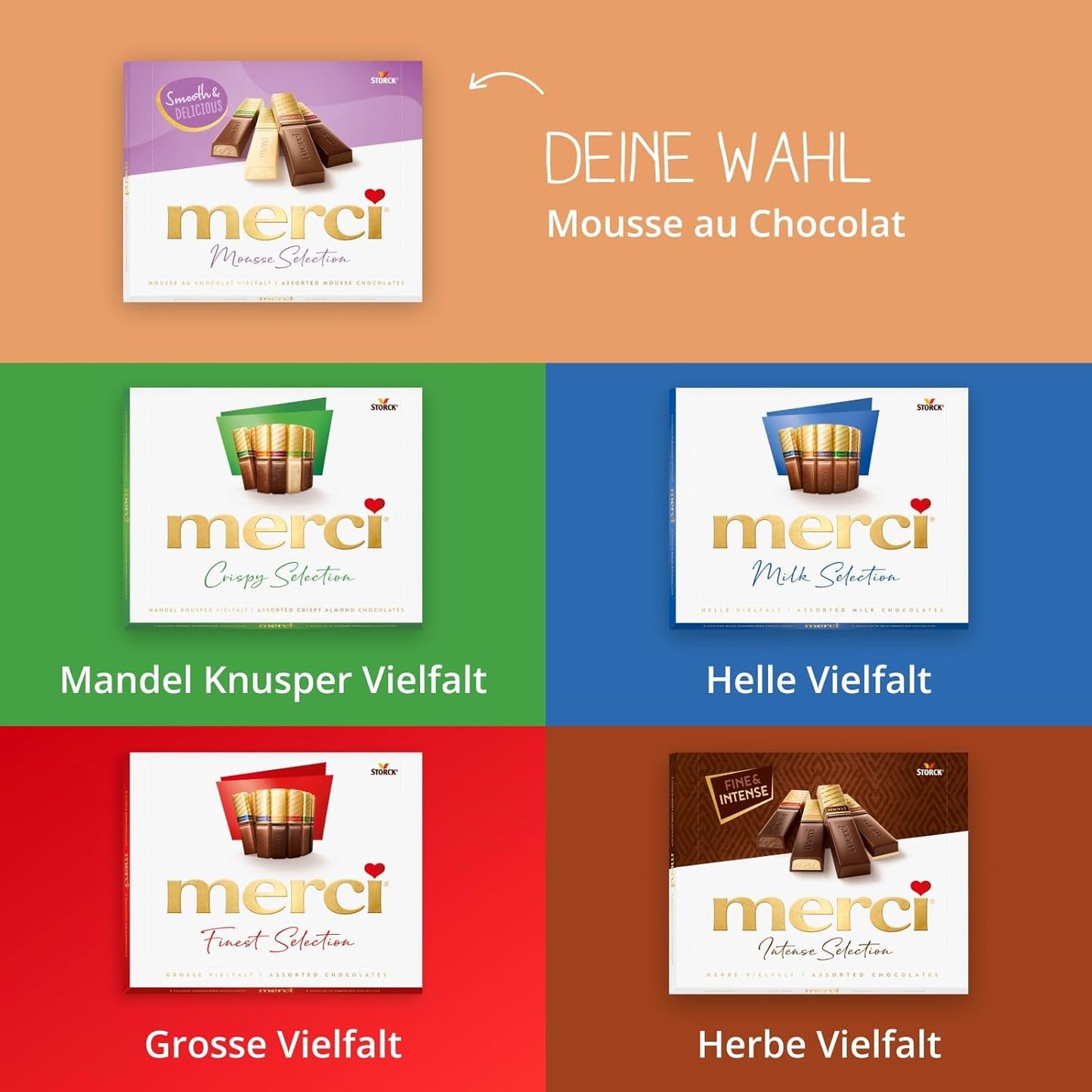 merci Finest Selection Mousse au Chocolat Sorte – 1 x 210 g – Spezialitäten Erlesenes Schokoladenmousse – Gefüllte und ungefüllte Pralinen