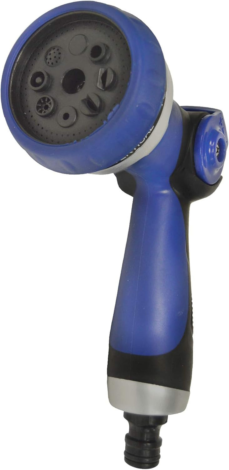 590078 – Spiralschlauchset, blau, 15 Meter (Durchmesser 9 mm) + Multifunktionspistole mit 8 Düsen + Automatik-Innengewinde mit ¾-½-Adapter + 2 Schnellkupplungen + Aufhängebügel