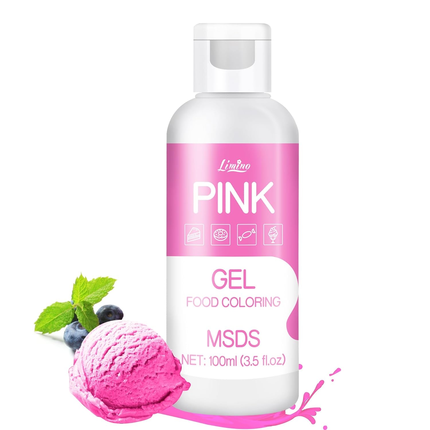Gel-Lebensmittelfarbe – 100 ml, Gel-Lebensmittelfarbe für Kuchen, Backen, Kekse, Makronen – konzentrierte zuckerfreie Lebensmittelfarbe für Kuchendekoration, Getränke, Ostereier, DIY Schleim (weiß)