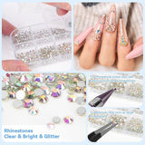 Harz Strasssteine ​​​​4200Pcs Strass Kristalle 1Mm-5Mm Gemischte Kinder Bastelsachen Kit Mit Strass Mit Picking Pinzette Und Stift Für DIY Nägel Kleidung Kunsthandwerk Gemischt Becher Party (A)