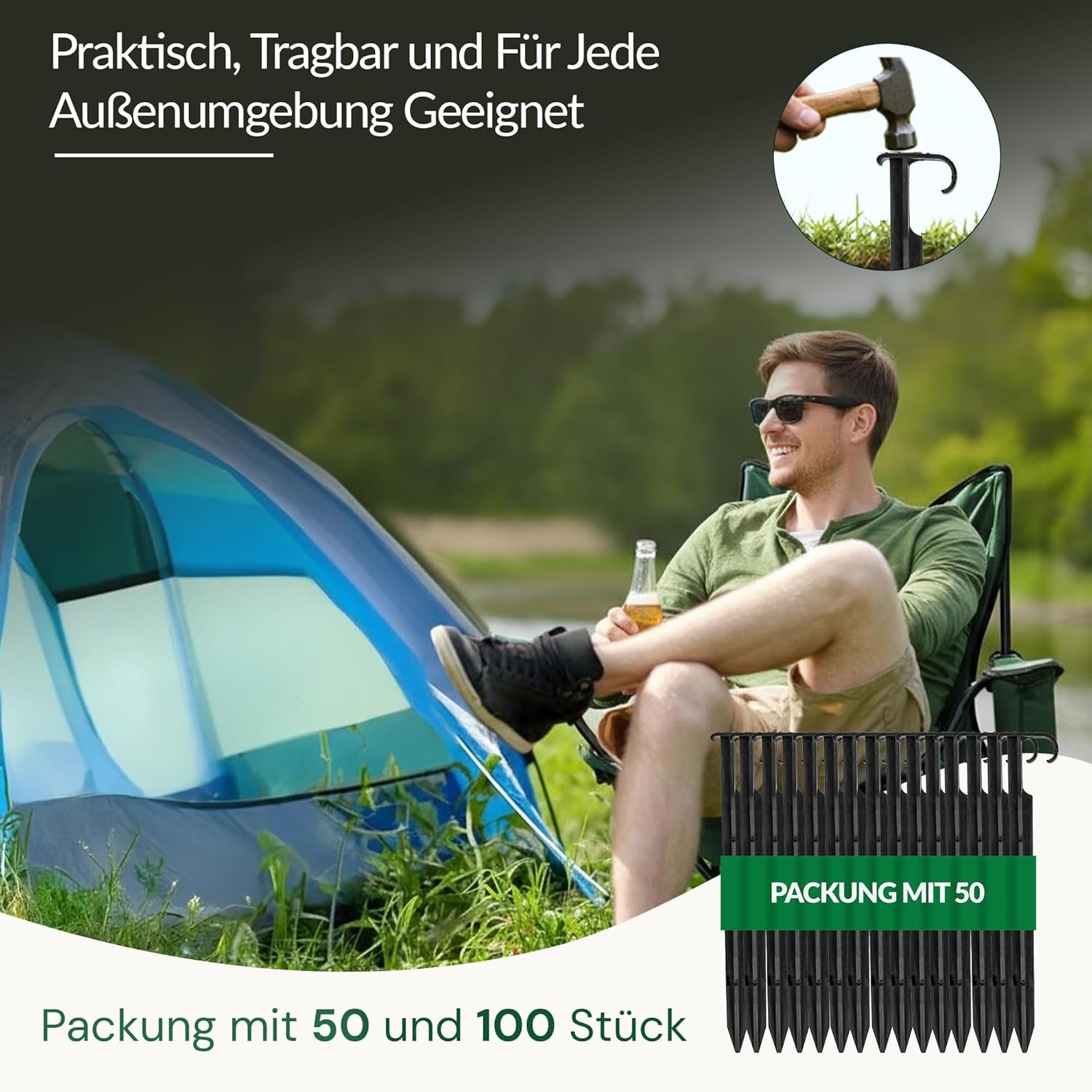 GARDENIX AquaPIN Gartenschlauchanker, 50 Stück, Erdspieß, Befestigungsanker für Tropfschlauch, Bewässerungsschlauch, Verbindungsgabel