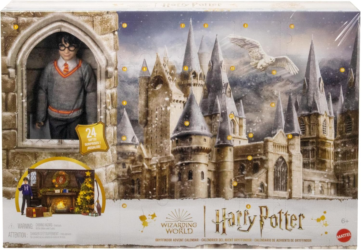 HARRY POTTER Gryffindor-Adventskalender – 24 Geschichten, magische Überraschungen, Hogwarts-Gemeinschaftsraum, lebensechtes Gesicht, für Fans ab 6 Jahren, HND80-Puppen Naty Shop Gryffindor-Adventskalender