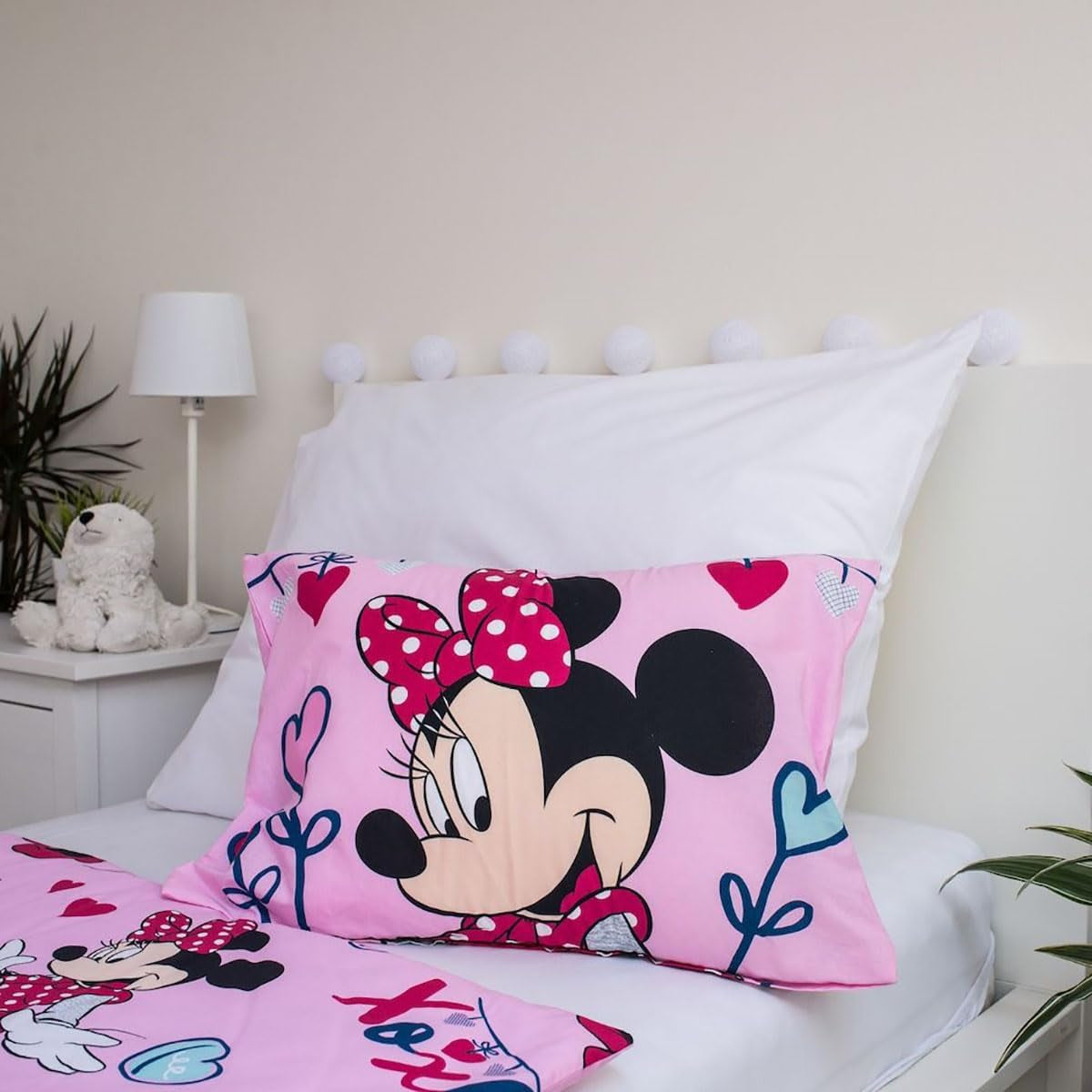 Disney-Bettwäsche, Minnie Mouse Pink Baby, 100 % Baumwolle mit Reißverschluss-Bettwäsche – Kids Naty Shop