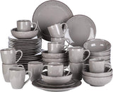 Vancasso 12-Personen-Geschirrset Navia, Steinzeug-Geschirrset, 48-teiliges Kombinationsset mit Tellern, Salattellern, Schüsseln und Tassen, Vintage-Look, natürliches Design
