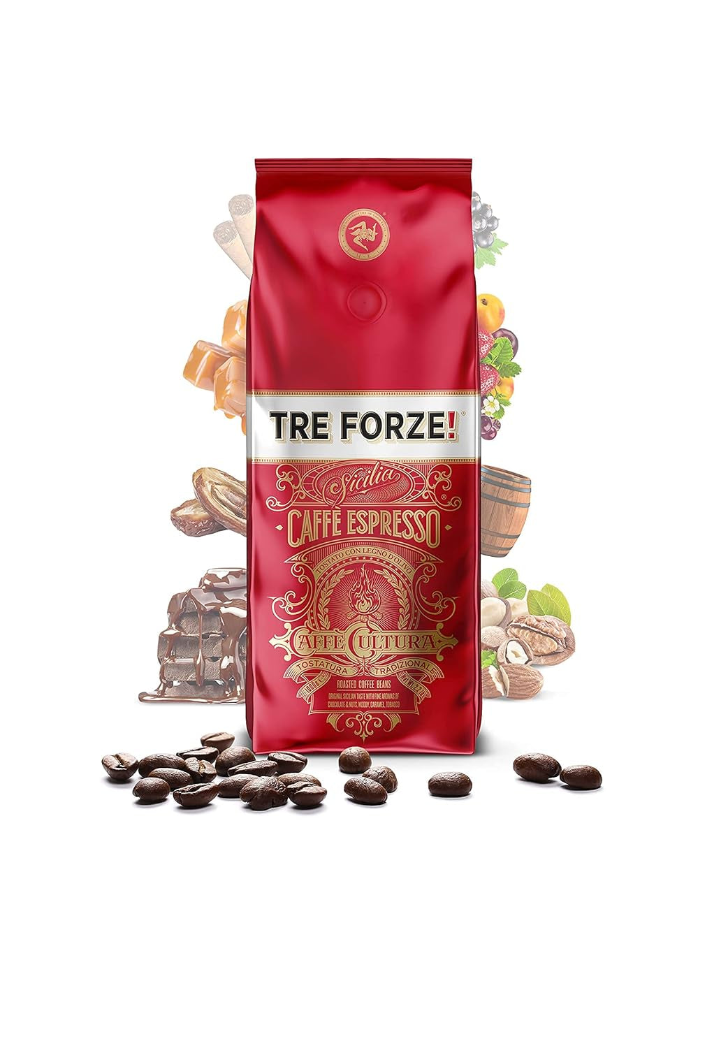Espresso Caffè - 1kg Espressobohnen Traditionelle Röstung über Olivenholzfeuer In Handarbeit - Premium Kaffeebohnen für Vollautomat und Siebträger