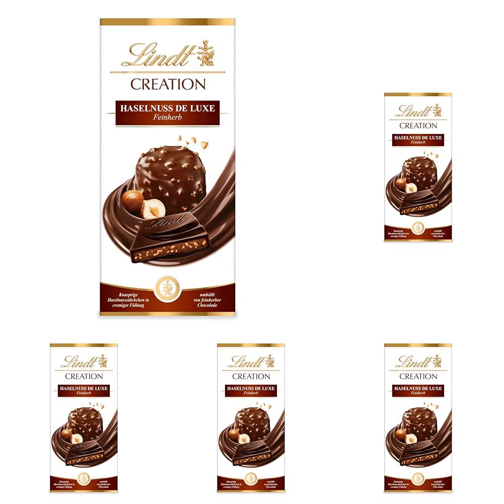 Lindt Creation Hazelnut De Luxe Bar – Dunkle Schokolade mit knusprigen Haselnüssen in cremiger Füllung