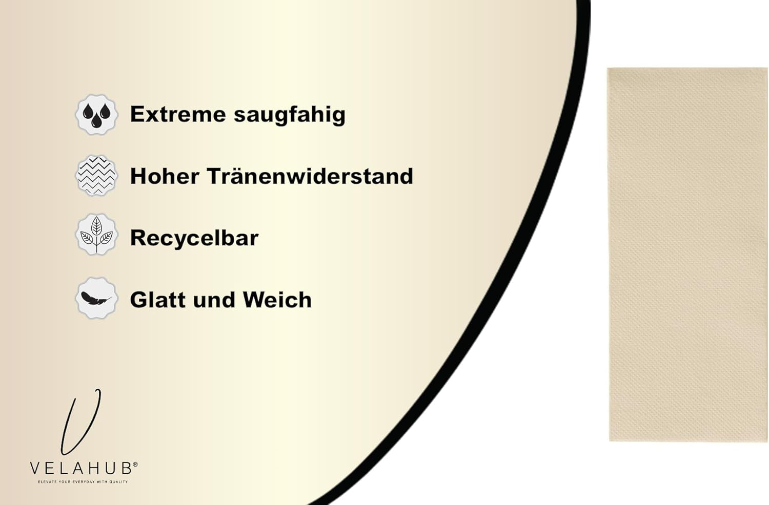 Soft Point 50 Tücher, 1/8-fach gefaltet, hochwertiges Einweg-Tücher, 32 x 38 cm, Champagner