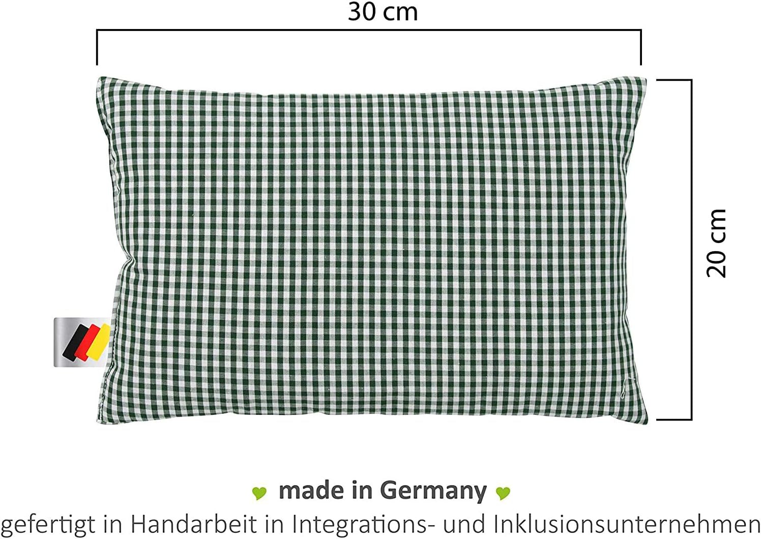 Gözze – Kissen mit Kräuterduft, Füllung aus 200 g Kräutermischung, Bezug aus 100 % Baumwolle, 30 x 20 cm – Plaid Green Naty Shop Standard-Kissen