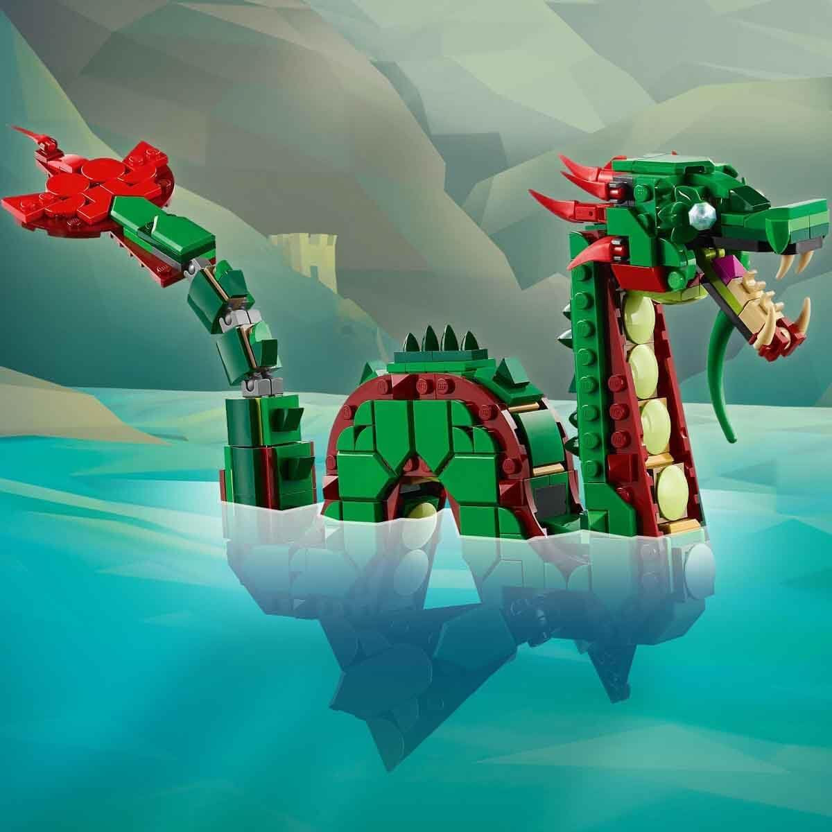 LEGO Creator 3In1 Grüner Drache – Spielzeug – Verwandelt sich in eine Seeschlange oder einen Phönix – Tierbauspielzeug für Kinder – Geschenk für Jungen und Mädchen ab 9 Jahren 31161 Bausets Besuchen Sie den LEGO-Store