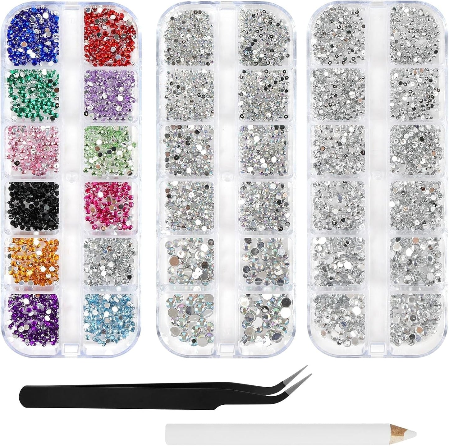 Harz Strasssteine ​​​​4200Pcs Strass Kristalle 1Mm-5Mm Gemischte Kinder Bastelsachen Kit Mit Strass Mit Picking Pinzette Und Stift Für DIY Nägel Kleidung Kunsthandwerk Gemischt Becher Party (A)