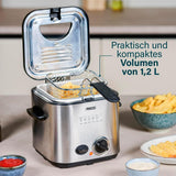 Princess 182611 Mini-Fondue-Fritteuse – schnelles Erhitzen – Geruchsfilter – 1,2 Liter Fassungsvermögen, Silber Haushaltsgeräte Naty Shop
