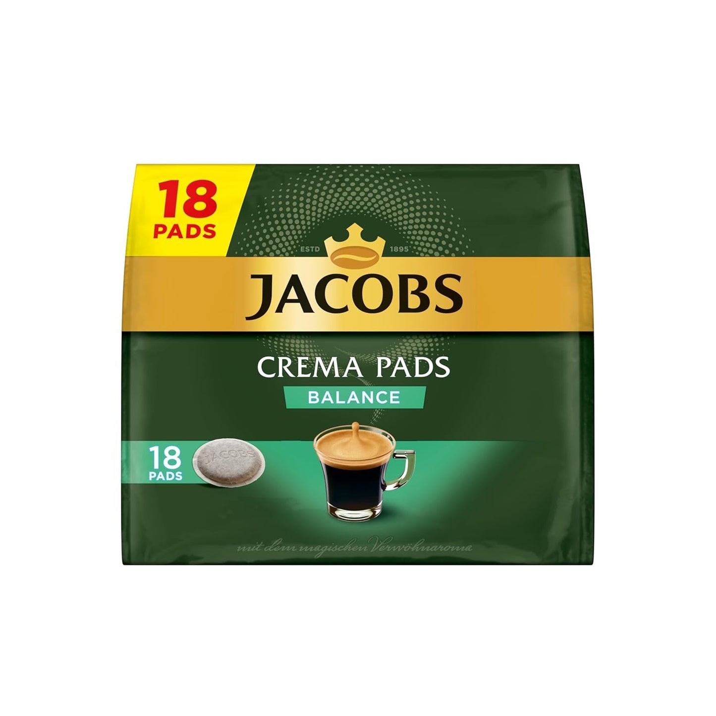 Jacobs Crema Balance Pads, Senseo-kompatible Pads, 5 x 18 Getränke, 90 Kaffeepads