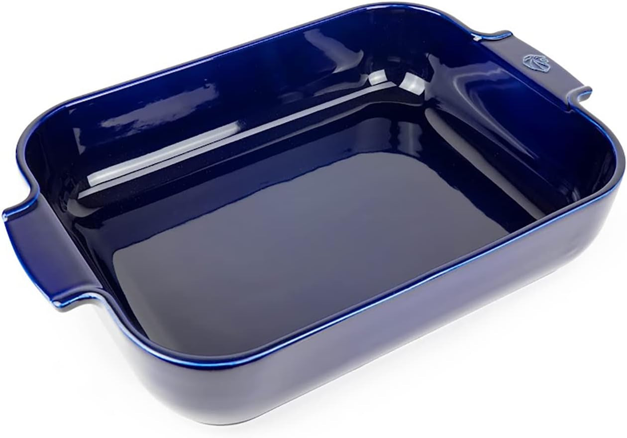 Peugeot Appolia Rechteckige Auflaufform Mit Griffen, Keramik, Schiefer / Grau, 8.3X40.5X27.2 Cm, Fassungsvermögen: Ca. 4 L, 60022 Backformen und Backbleche Naty Shop Blau