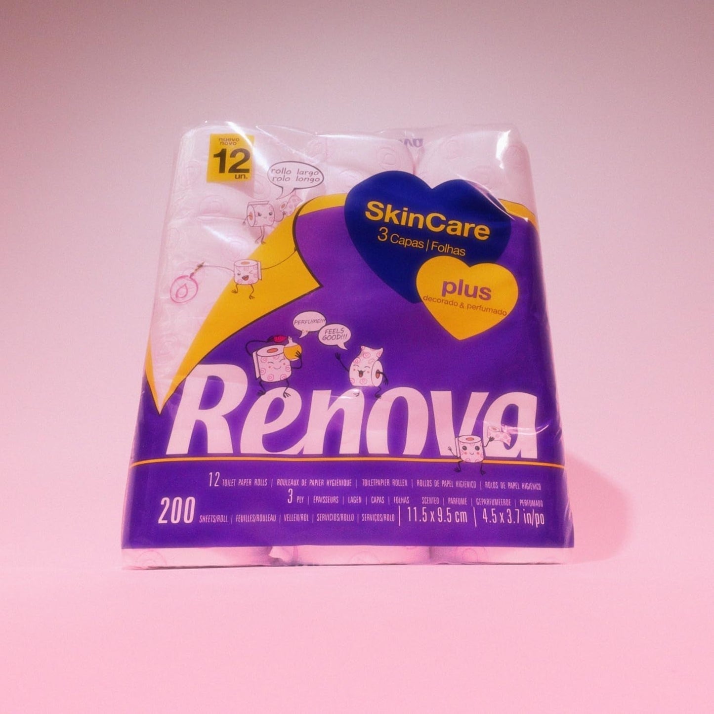 Renova - Toilettenpapier Skin Care Plus, dekoriert, parfümiert - 12 Rollen (Toilettenpapier)