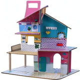 Olivia's Little World 360-Puppenhaus aus Holz für Kinder, 3,5-Zoll-Puppen und 12 Zubehörteile, mehrfarbig TD-13260C