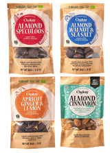 Set mit 4 Bio-Häppchen – Zimtmandeln/Zimtmandeln in belgischer Zartbitterschokolade/Ohne Zuckerzusatz, ohne Süßstoffe/VEGAN & FAIR TRADE / 4 x 85g