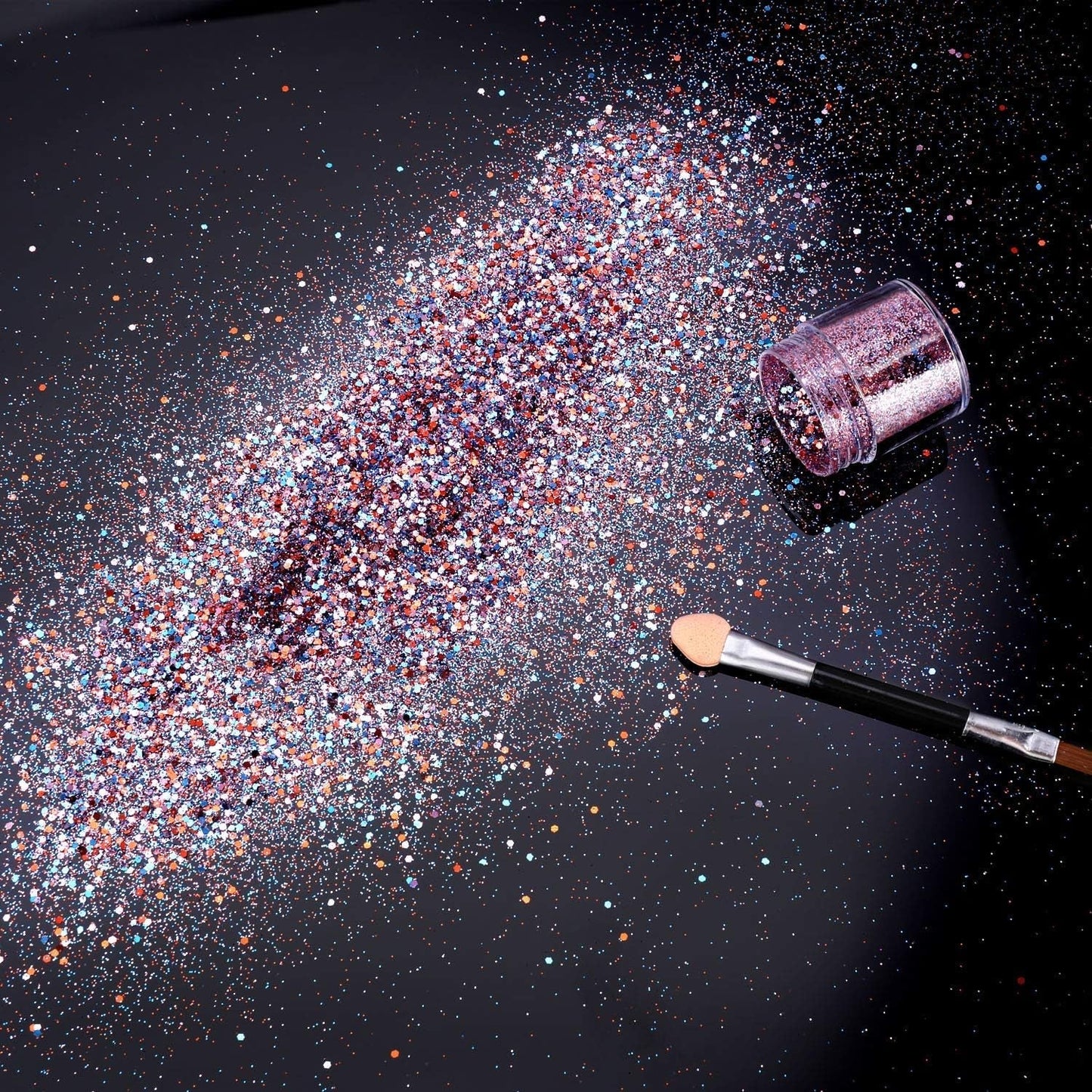 HOWAF 12 Boxen Nagelglitzer, Gesicht, Körper, Pinsel, Glitzer, Make-up, Nagelglitzer, Augen, Lippen, Haare, Körper, Dekoration, Halloween, Weihnachten, Festival, Maskerade, Make-up-Zubehör