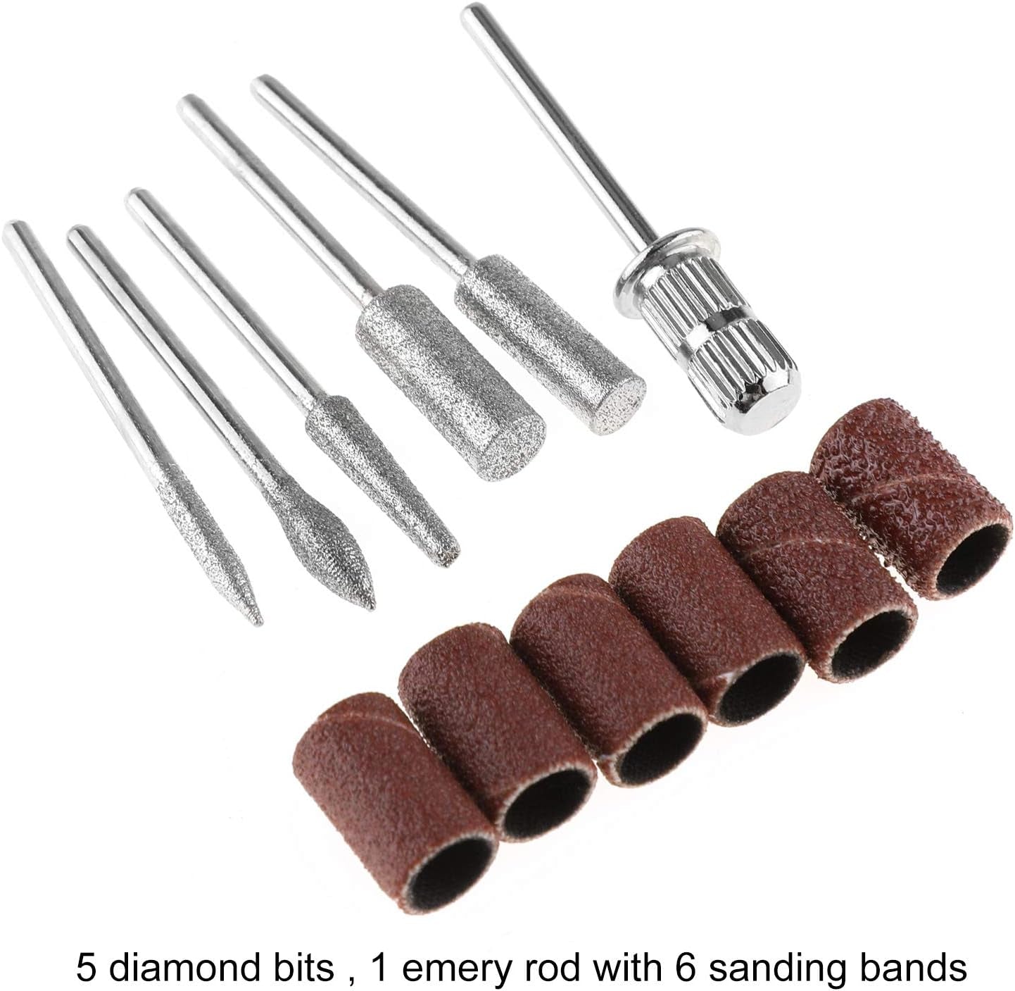MWOOT Diamant-Nagelbohrer für elektrische Nagelfeilen mit Schleifhülsen, Schleifbändern, Nagelbohrer, Zubehör für künstliche Nägel, Nagelhautentferner