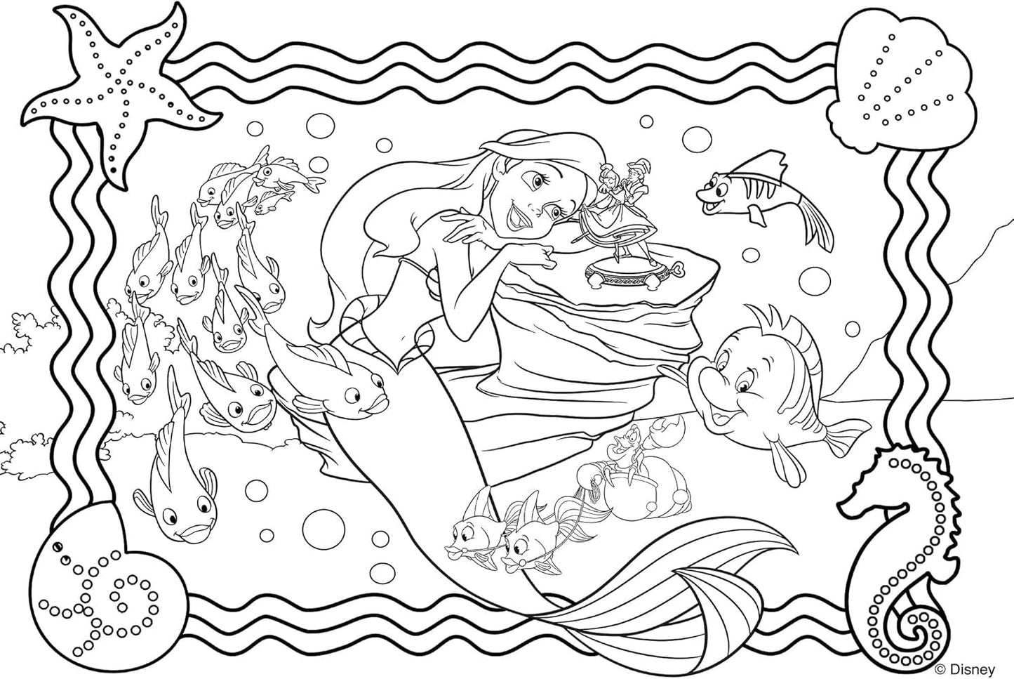 Lisciani – DISNEY-Puzzle Ariel – Erstellen Sie die Szenen aus Ihren Lieblingsboxen nach und malen Sie sie aus – ab 7 Jahren – GROSSES PUZZLE mit 250 Teilen – Fördert die Geschicklichkeit. Puzzle Naty Shop