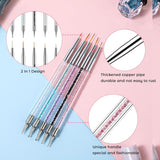 5 Stück Nail Art Pinsel Set Dotting Tool Nailart Pinsel Nageldesign Double Ended Dotting Pen Strass Professionelle Acryl Feinmalerei Nail Art Design