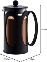 Bodum Kenya Kaffeemaschine – 1 l / 8 Tassen – manuelle French Press aus Borosilikatglas und Edelstahl – spülmaschinenfest – hergestellt in Portugal